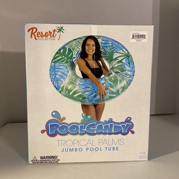 PoolCandy Tropical Palms Jumbo Pool Tube Float 48" Resort Collection NEW! - Picture 7 of 11